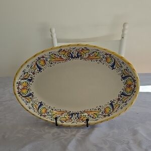 Meridiana Ceramiche Made In Italy Oval Platter Dish Bowl Floral